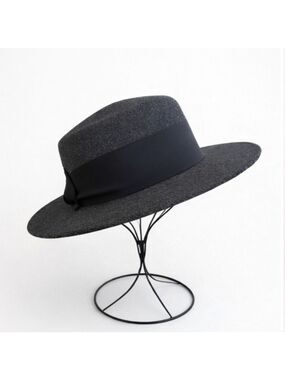 Lite Felt Gray Wool Bolero Style Wide Brim Hat 22" Circumference